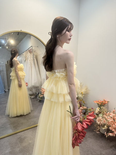 フリル チュールドレス クリームイエロー(W347CY)