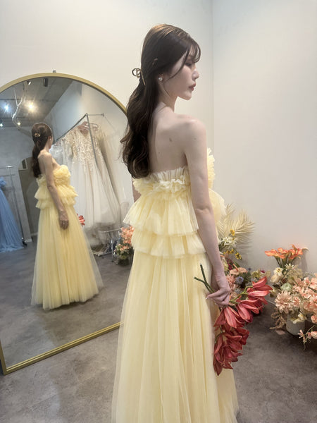 フリル チュールドレス クリームイエロー(W347CY)
