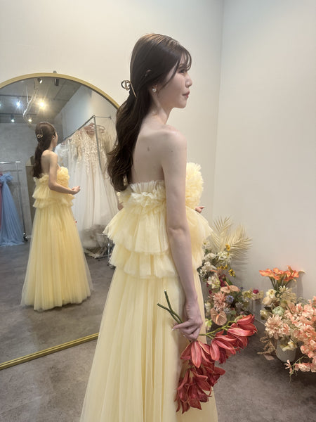 フリル チュールドレス クリームイエロー(W347CY)