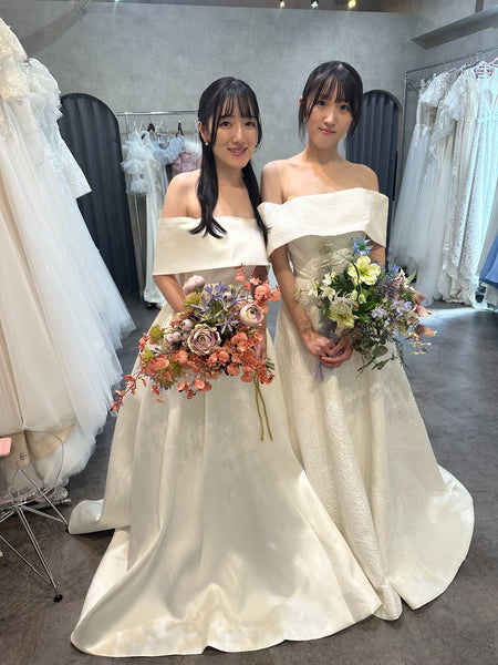 2way ミカド風サテン ロールカラー Aラインドレス(W351)