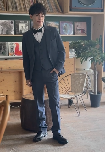 スリーピース メンズスーツ タキシード デニムブルー(M18)