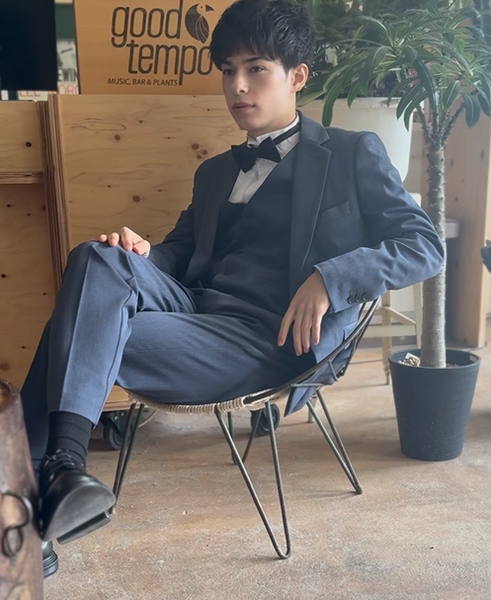 スリーピース メンズスーツ タキシード デニムブルー(M18)