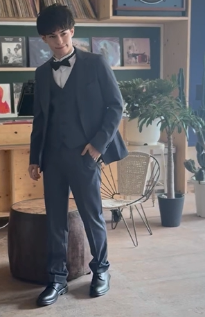 スリーピース メンズスーツ タキシード デニムブルー(M18)