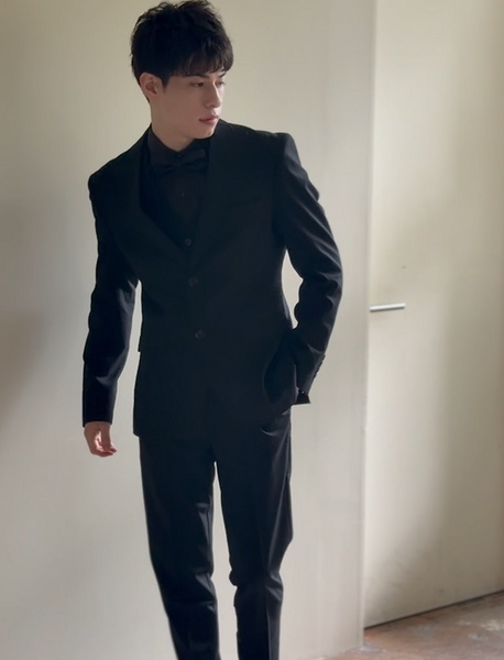 スリーピース メンズスーツ テーラードタキシード ブラック(M21)