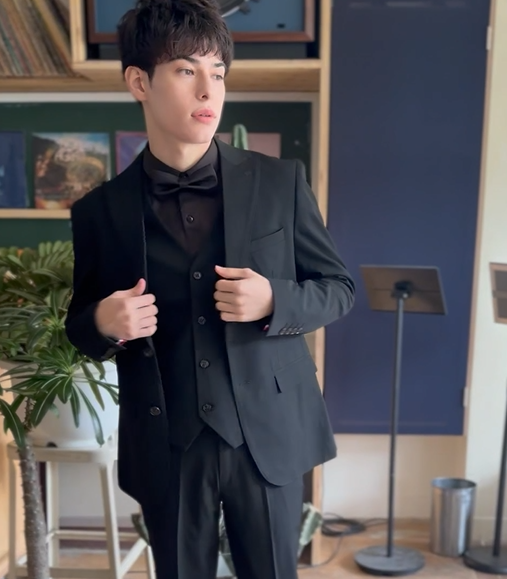 スリーピース メンズスーツ テーラードタキシード ブラック(M21)