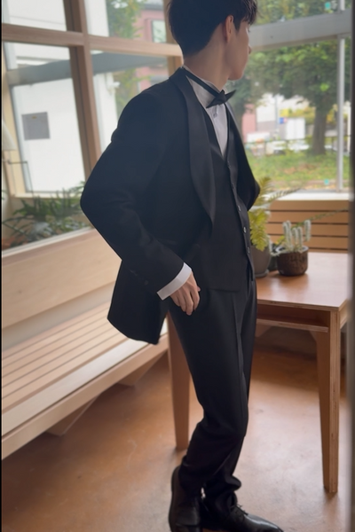 スリーピース メンズスーツ タキシード フォーマルブラック(M20)