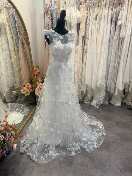 フラワーレース フレンチスリーブ ドレス(W370)