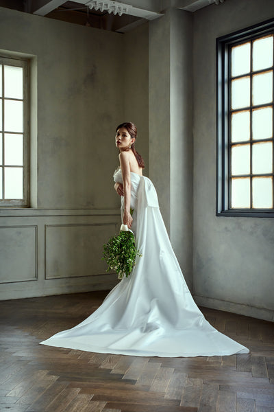 2way サテン ベアトップ バックトレーンドレス(W278)