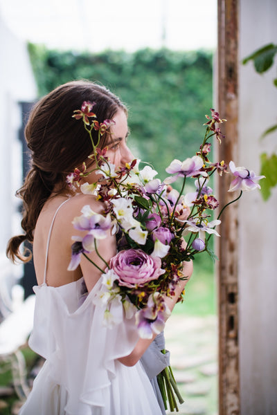 オフショルダー バックリボン シフォンドレス(W199)