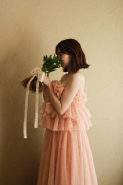 フリル チュールドレス コーラルピンク(W347CP)