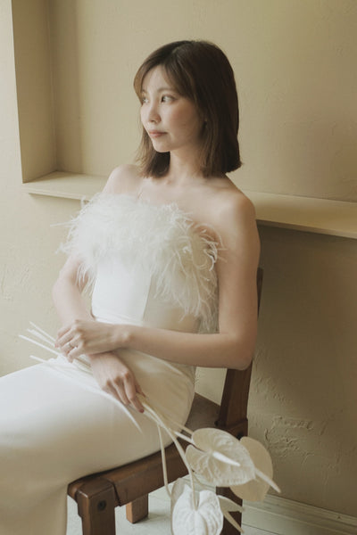 オーストリッチ フェザー ソフトマーメイドドレス(W349)