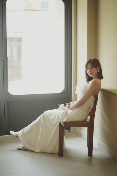 オーストリッチ フェザー ソフトマーメイドドレス(W349)