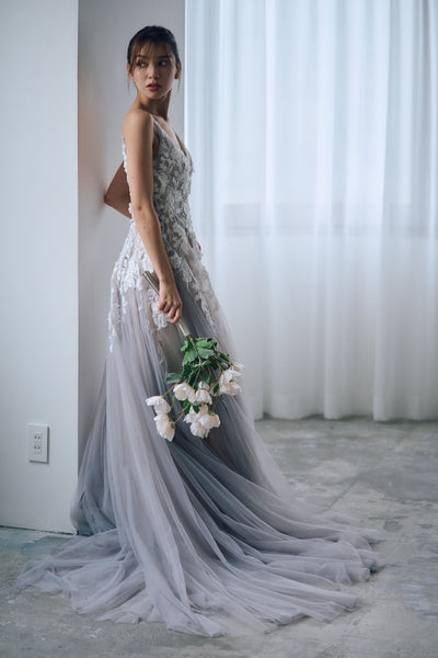 2way 刺繍レース チュール レイヤードドレス(W311)