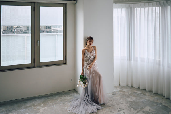 2way 刺繍レース チュール レイヤードドレス(W311)