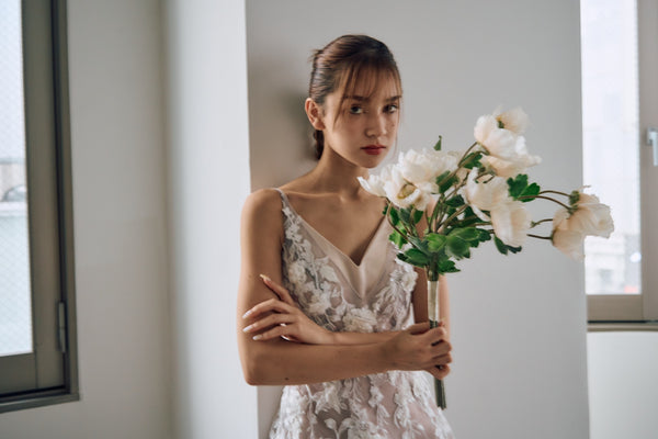 2way 刺繍レース チュール レイヤードドレス(W311)