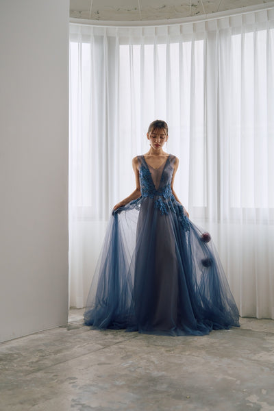 2way 刺繡 ノースリーブ レイヤードドレス(W312)