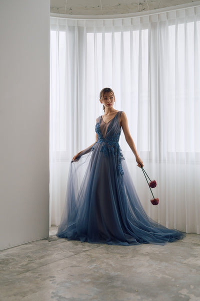 2way 刺繡 ノースリーブ レイヤードドレス(W312)