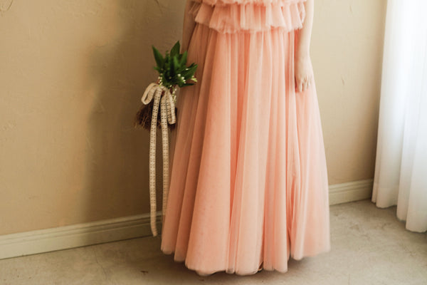 フリル チュールドレス コーラルピンク(W347CP)