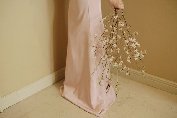 チュールショルダー ソフトマーメイドドレス ダスティピンク(W341DP)