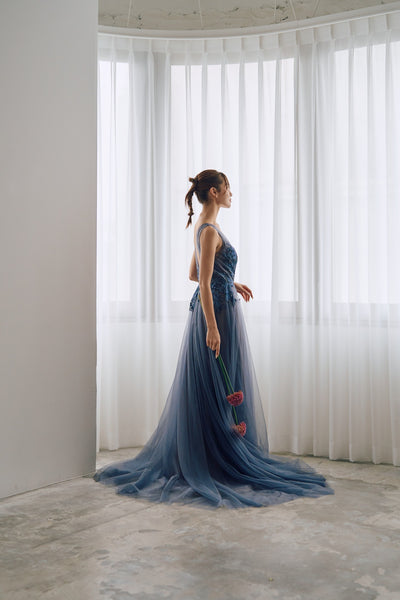 2way 刺繡 ノースリーブ レイヤードドレス(W312)