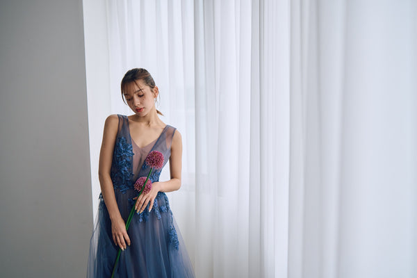 2way 刺繡 ノースリーブ レイヤードドレス(W312)