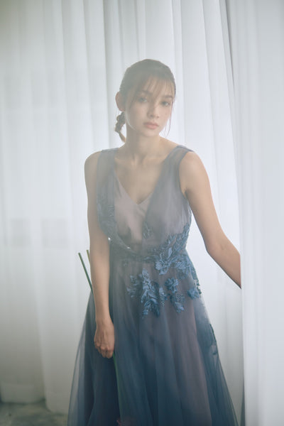 2way 刺繡 ノースリーブ レイヤードドレス(W312)