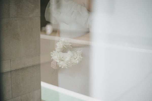 チュールショルダー ソフトマーメイドドレス ブルーグレー(W341BG)