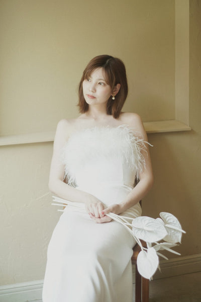 オーストリッチ フェザー ソフトマーメイドドレス(W349)