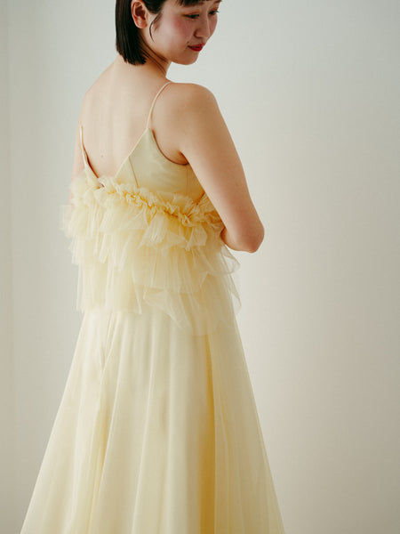 バターイエロー フリル チュールドレス(W331)