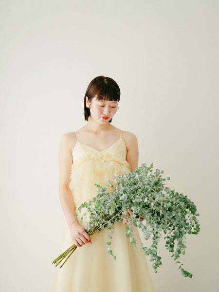 バターイエロー フリル チュールドレス(W331)