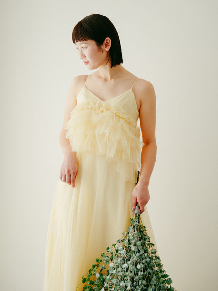 バターイエロー フリル チュールドレス(W331)