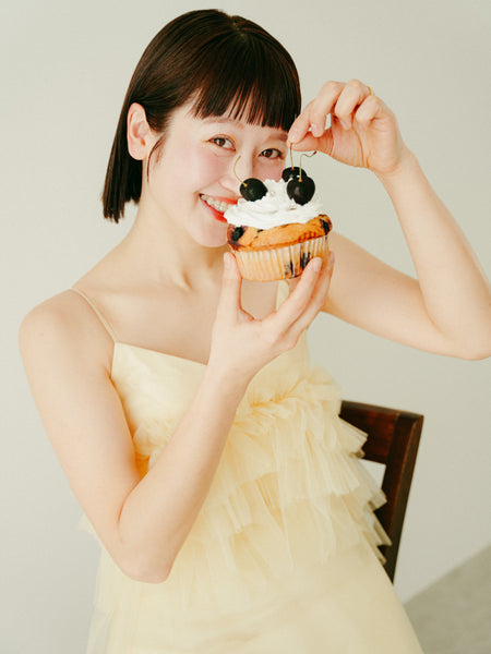 バターイエロー フリル チュールドレス(W331)