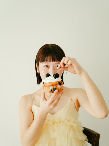 バターイエロー フリル チュールドレス(W331)