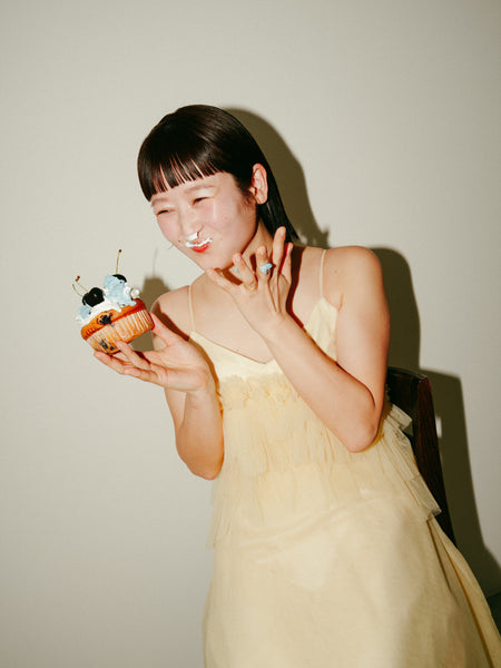 バターイエロー フリル チュールドレス(W331)