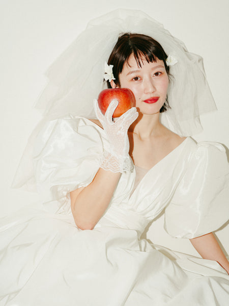 パフスリーブ Vネック タフタ ドレス(W333)