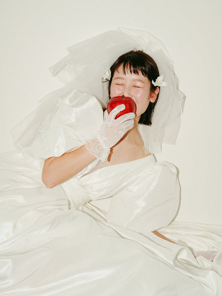 パフスリーブ Vネック タフタ ドレス(W333)