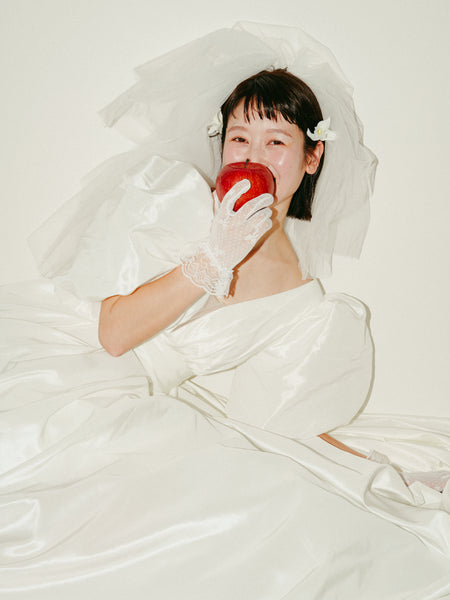 パフスリーブ Vネック タフタ ドレス(W333)