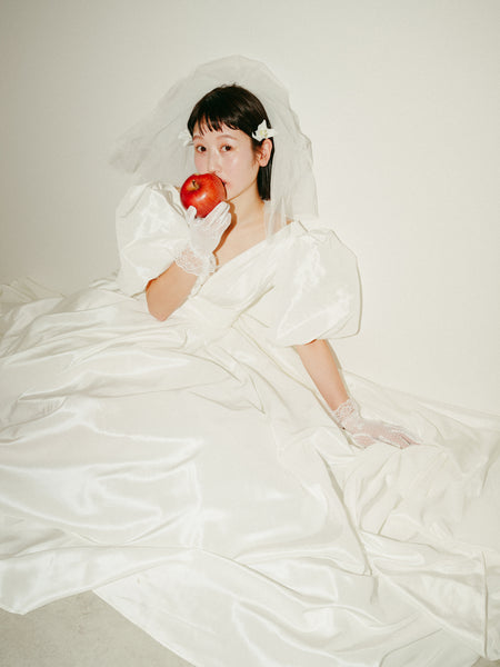 パフスリーブ Vネック タフタ ドレス(W333)