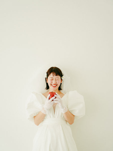 パフスリーブ Vネック タフタ ドレス(W333)