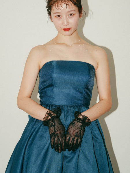 オーガンジーサテン バックトレーンドレス ネイビー(W329)