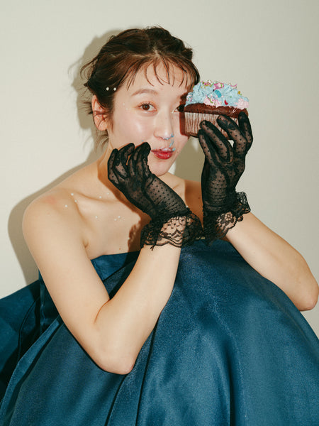 オーガンジーサテン バックトレーンドレス ネイビー(W329)