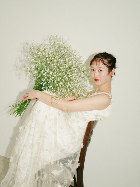 フラワーレース Vネック ノースリーブドレス(W262BE)