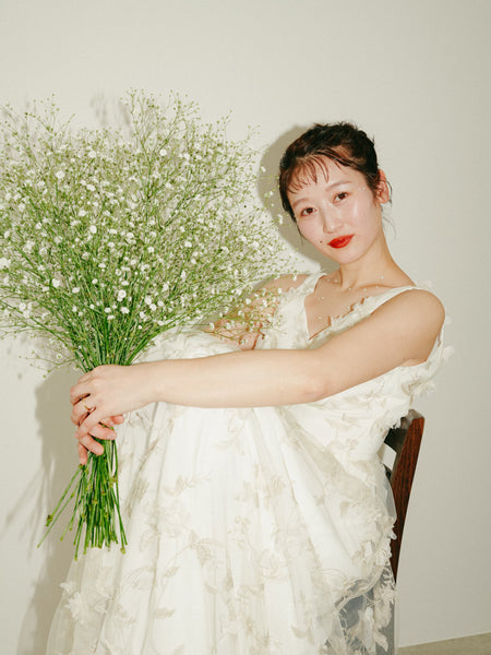 フラワーレース Vネック ノースリーブドレス(W262BE)