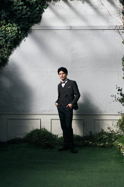 ツイード スリーピース メンズスーツ タキシード ブラック(M10)