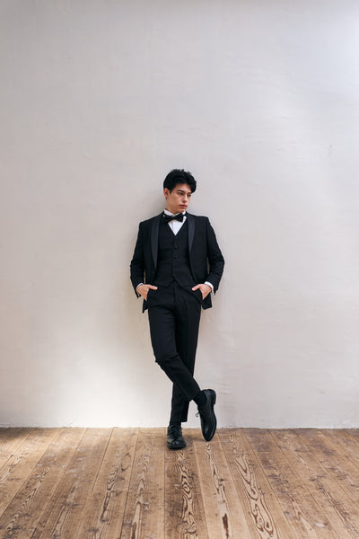 ブラック スリーピース メンズスーツ タキシード(M07)