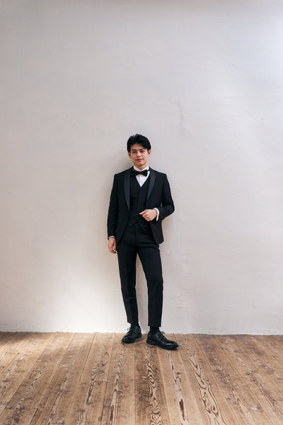 ブラック スリーピース メンズスーツ タキシード(M07)