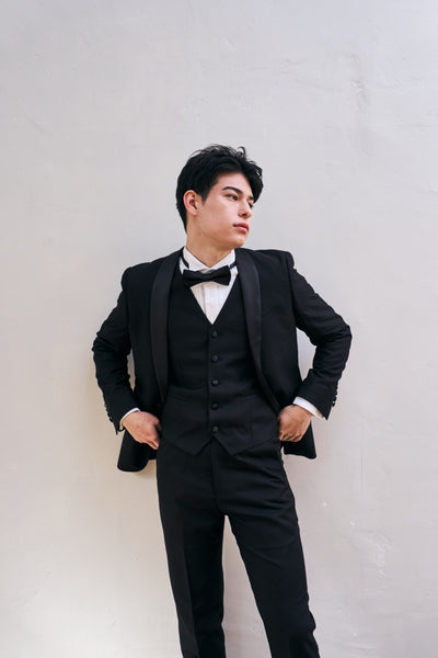 ブラック スリーピース メンズスーツ タキシード(M07)