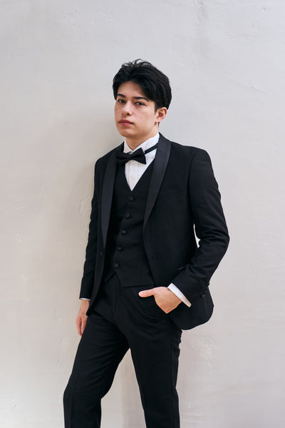 ブラック スリーピース メンズスーツ タキシード(M07)