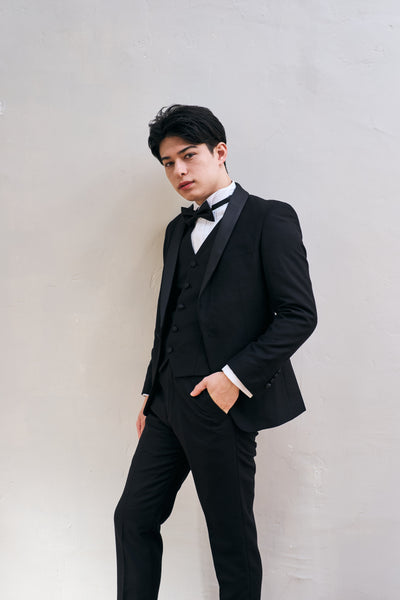 ブラック スリーピース メンズスーツ タキシード(M07)