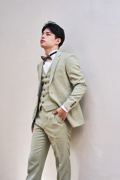 ストライプ スリーピース メンズスーツ タキシード(M08)